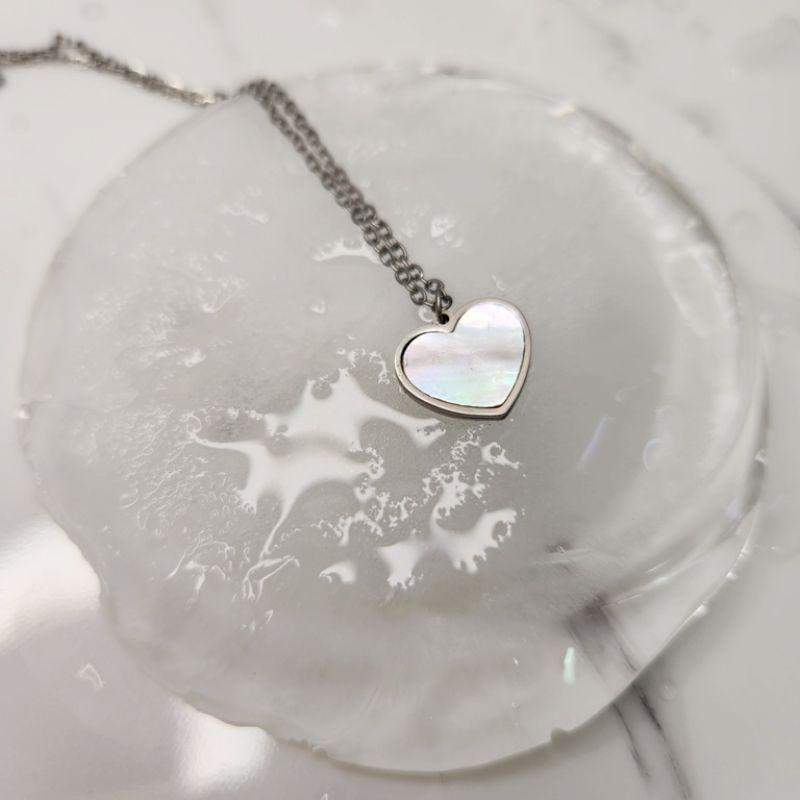 COLAR AÇO CORAÇÃO MADREPEROLA