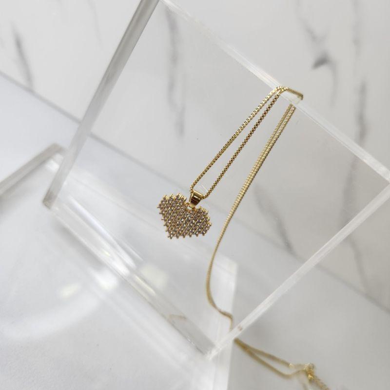 COLAR OURO CORAÇÃO PIXEL Z