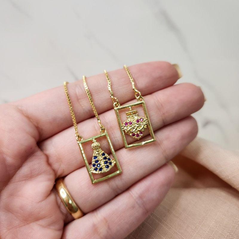 COLAR OURO ESCAP NS CORAÇÃO PINK