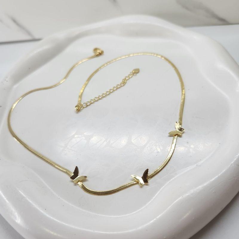 COLAR OURO FITA BORBOLETAS