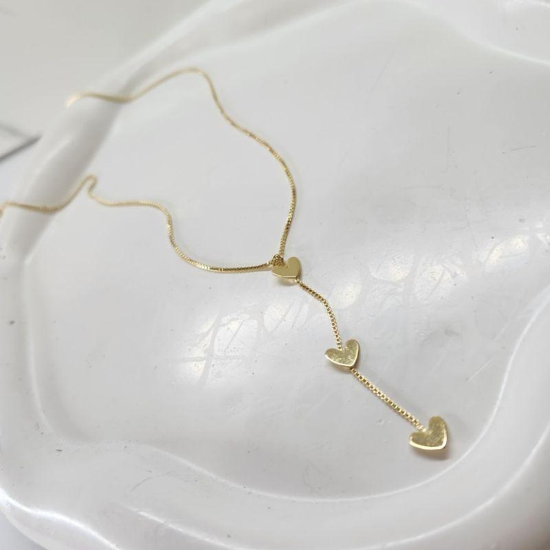 COLAR OURO GRAVATINHA CORAÇÕES