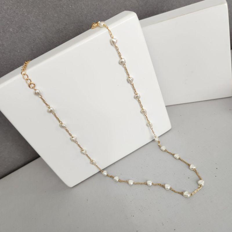 COLAR OURO PÉROLAS CORAÇÃO