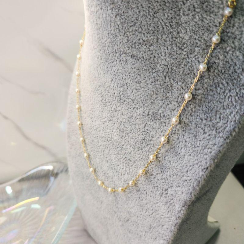 COLAR OURO PEROLAS MINI ESPASSADAS