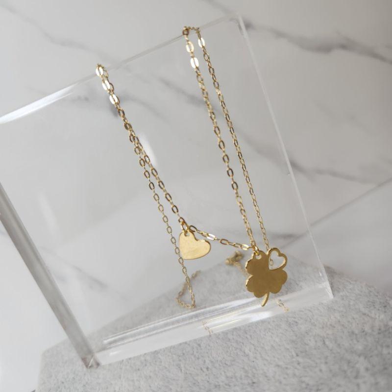 COLAR OURO TREVO 4 FOLHAS CORAÇÃO