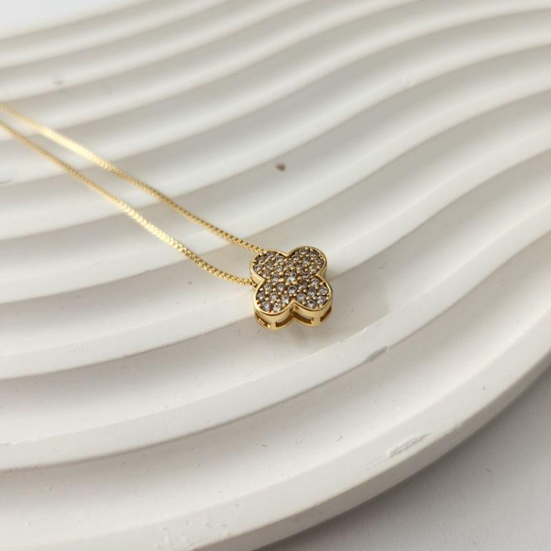COLAR OURO TREVO ZIRC