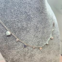 COLAR PRATA CHOKER CORAÇÕES CHAP	