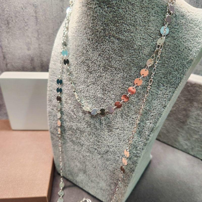 COLAR PRATA DUPLO DISCOS