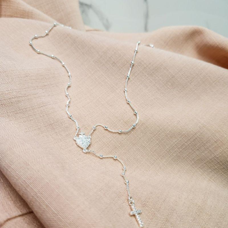 COLAR PRATA GRAV SAGRADO CORAÇÃO