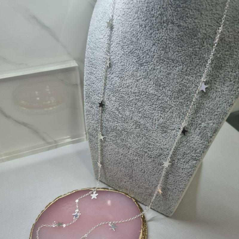 COLAR PRATA LONGO ESTRELAS