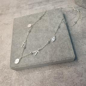 COLAR PRATA MEDALHA E CRUZ	