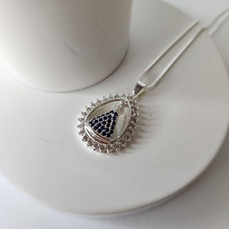 COLAR PRATA NOSSA SENHORA ZIRC AZUL