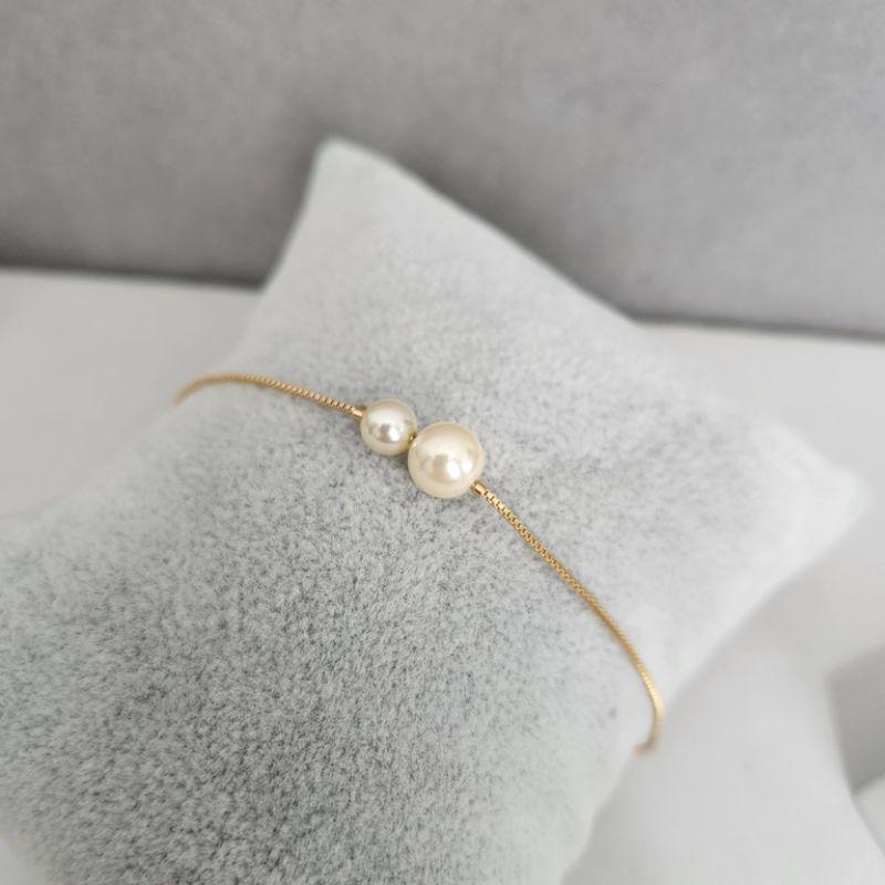 PULSEIRA OURO DUAS PÉROLAS