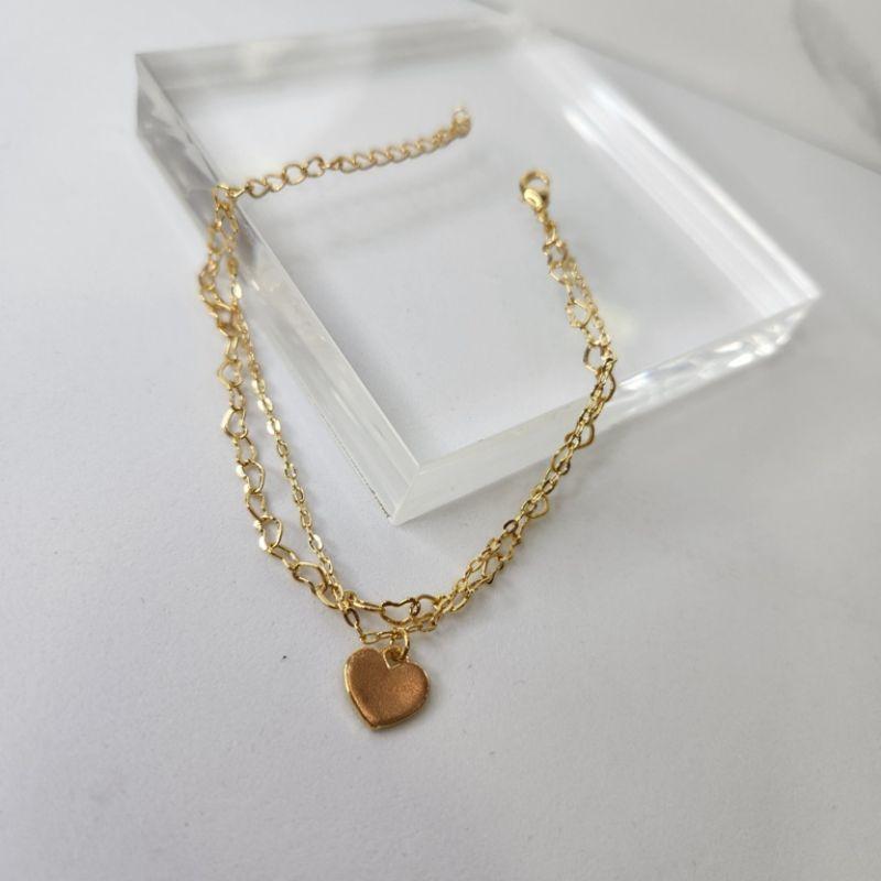 PULSEIRA OURO DUPLA CORAÇÕES