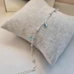 PULSEIRA PRATA COLORIDA OLHO	