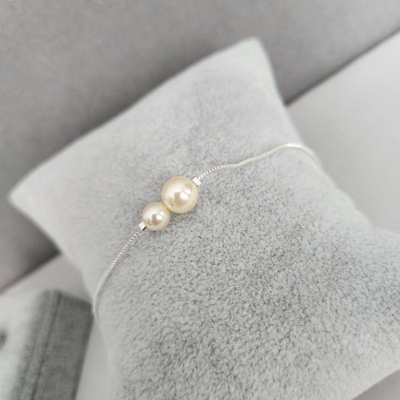PULSEIRA PRATA DUAS PÉROLAS