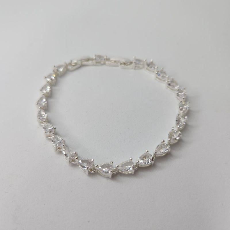 PULSEIRA PRATA GOTA CRISTAL