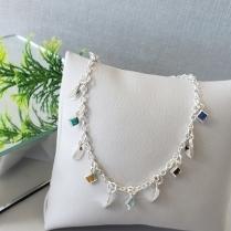 PULSEIRA PRATA PINGENTES RAINBOW