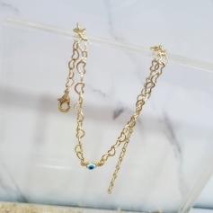 TORNOZELERIA OURO CORAÇÃO OLHO GREGO