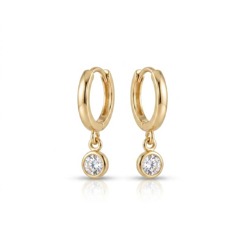 BRINCO INFANTIL ARGOLA PONTO DE LUZ BANHADO A OURO 18K