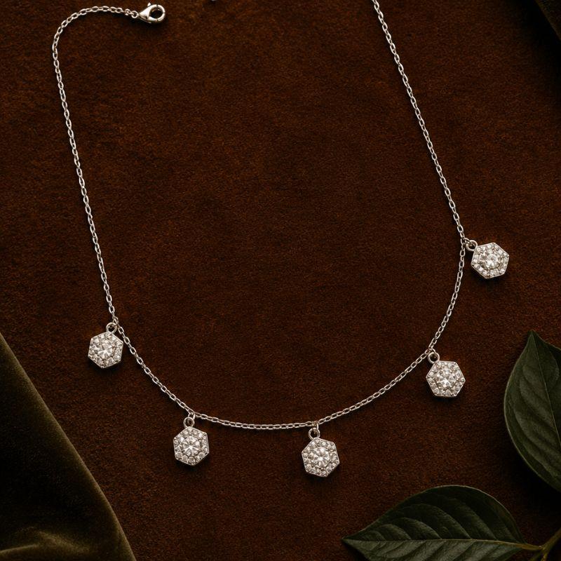 COLAR RÓDIO BRANCO LUXO CÍRCULOS ZIRCÔNIAS