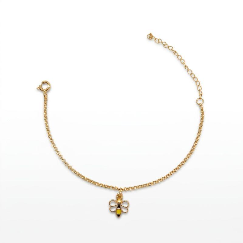 PULSEIRA INFANTIL ABELHINHA BANHADA A OURO 18K