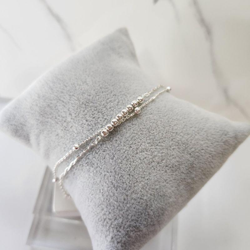PULSEIRA PRATA DUPLA BOLINHAS