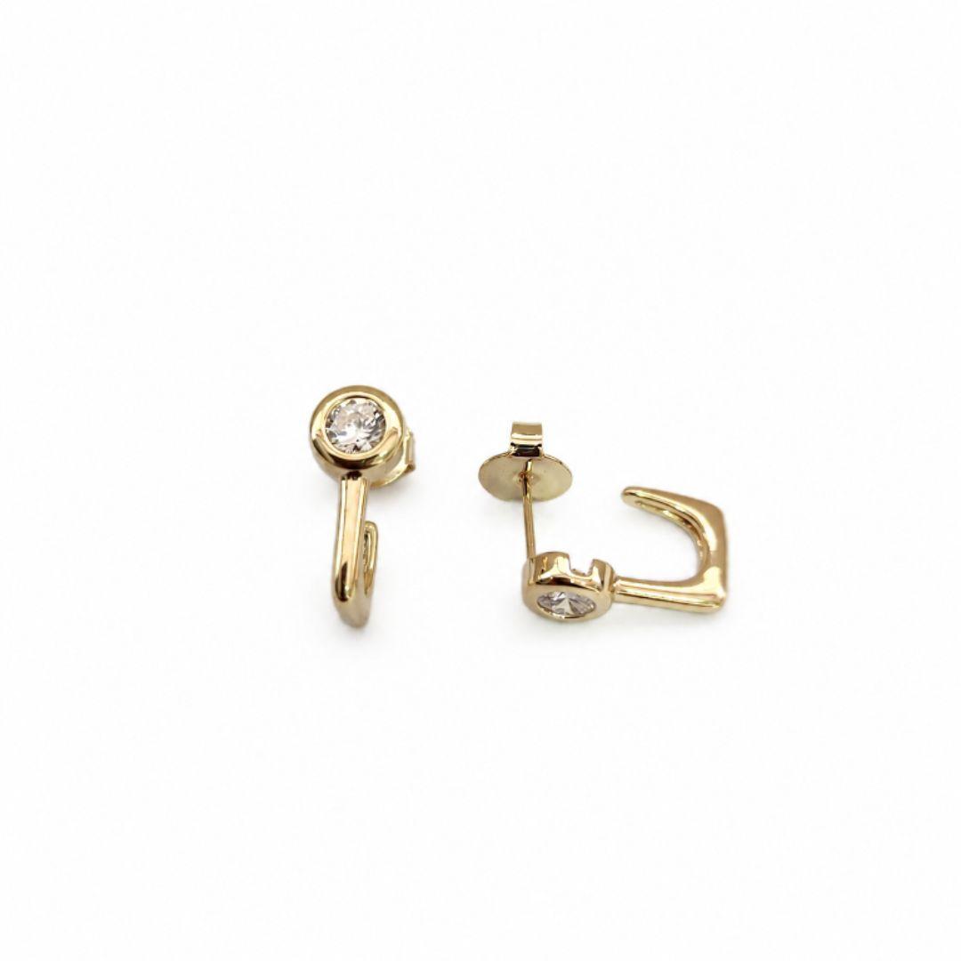 BRINCO OURO MEIA ARGOLA CRISTAL