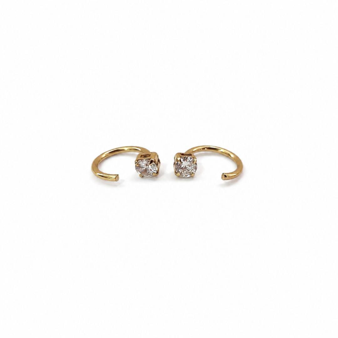 BRINCO OURO PASSANTE FIO COM ZIRCÔNIA