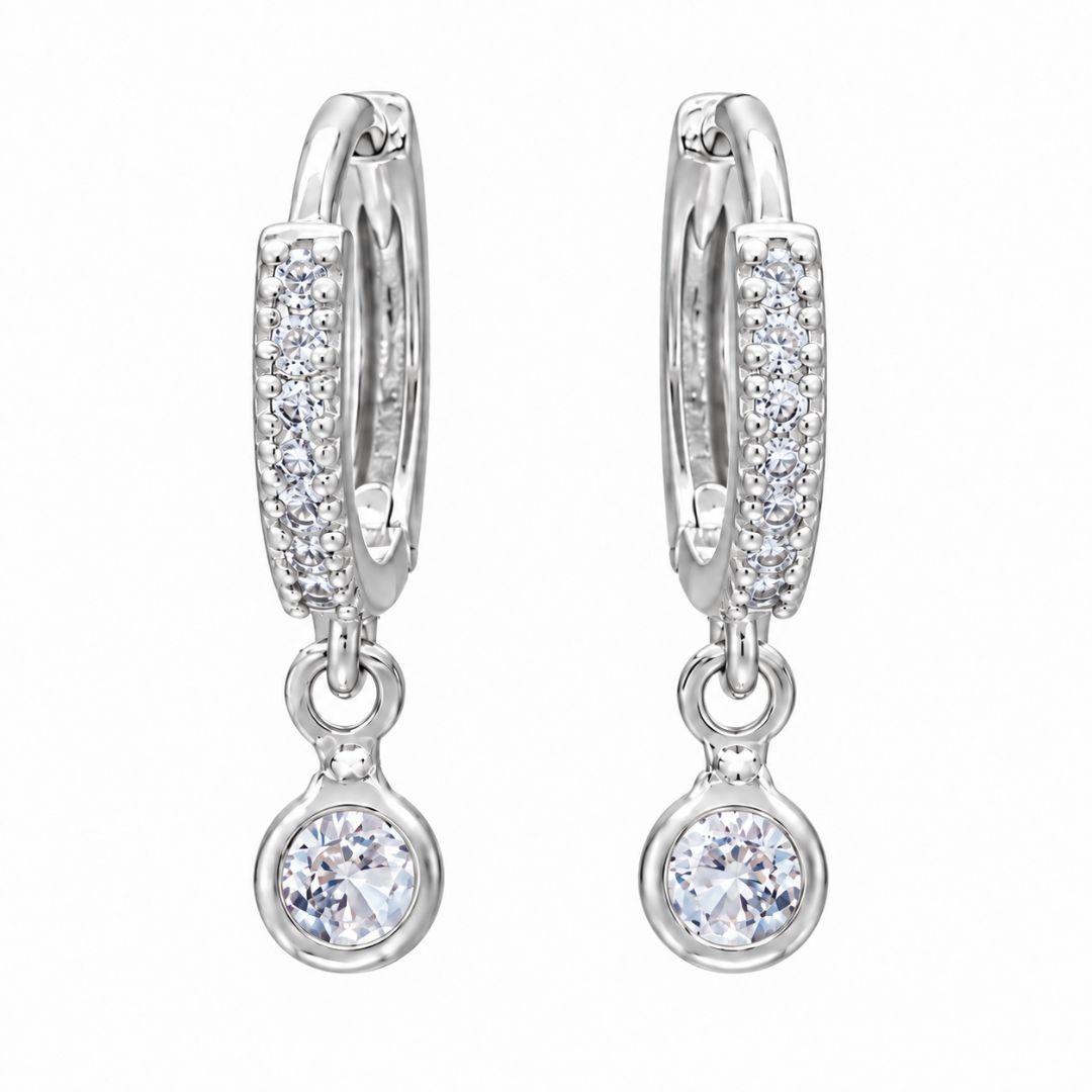 BRINCO PRATA ARGOLA ZIRC CRISTAL CIRC P