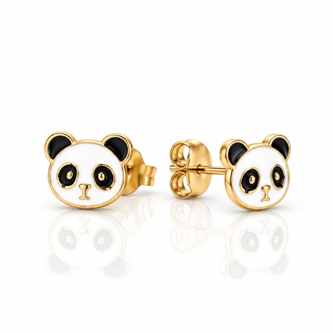 BRINCO SEMIJOIA INFANTIL BANHADO A OURO 18K PANDA