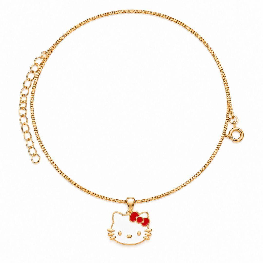COLAR HELLO KITY BANHADO A OURO 18K