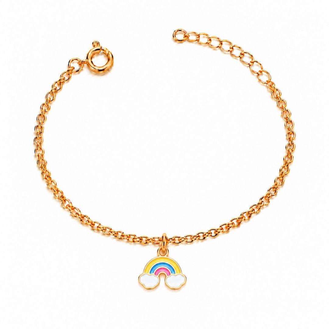 PULSEIRA SEMIJOIA INFANTIL BANHADO A OURO 18K ARCO-ÍRIS