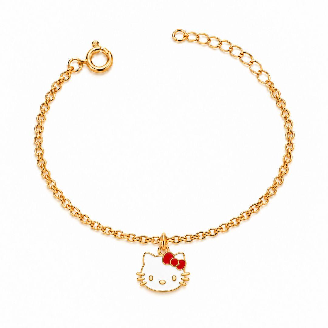 PULSEIRA SEMIJOIA INFANTIL BANHADO A OURO 18K HELLO KITTY
