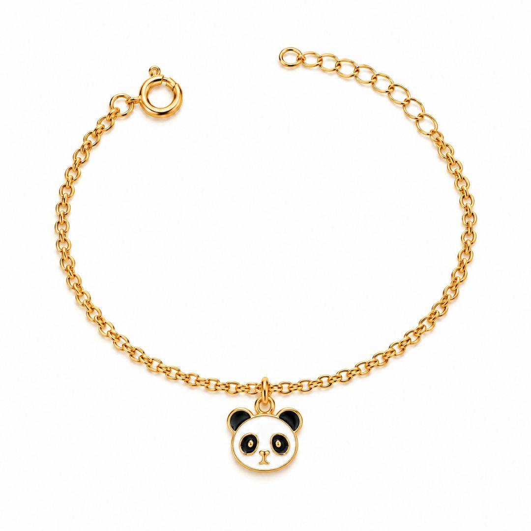PULSEIRA SEMIJOIA INFANTIL BANHADO A OURO 18K PANDA